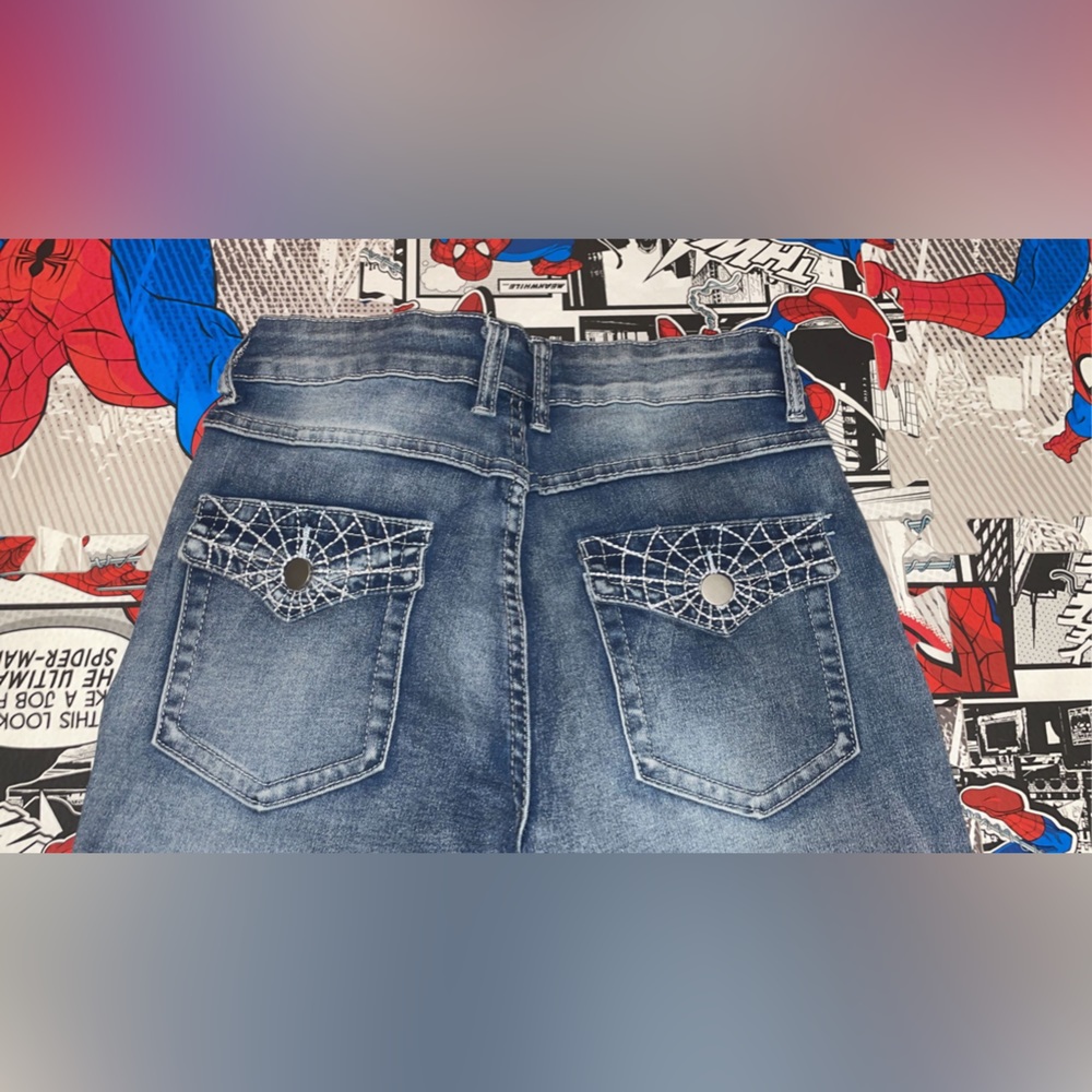 bootcut jeans with bedazzled pockets